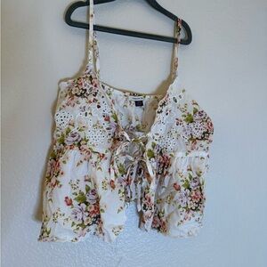 American Eagle Outfitters Floral Camisole with Lace